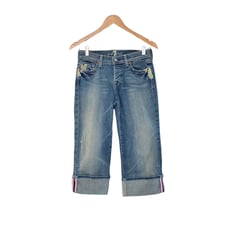 7 For All Mankind cropped distressed destroyed bleached jeans 27