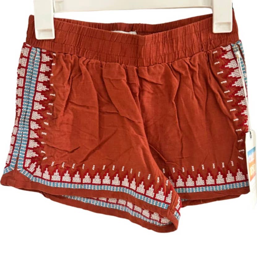 CALI 1850 LOS ANGELES RUST EMBROIDERED SHORTS SIZE XS