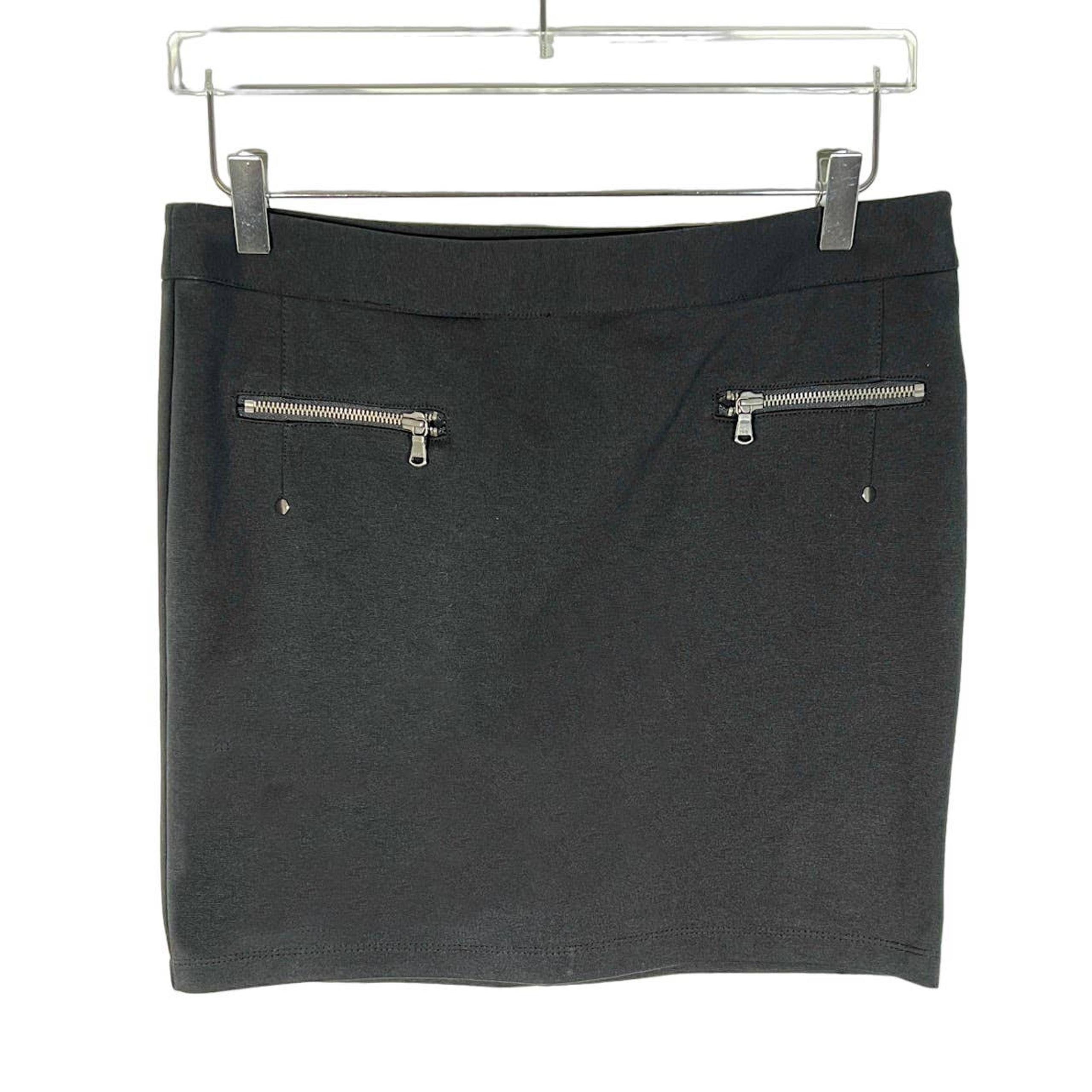 DKNY Jeans Women's Straight Mini Skirt 6 Black Zipper Pockets Cotton Blend