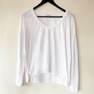 Womens Standard James Perse Scoop Neck Long Sleeve White T Shirt Size 2/M