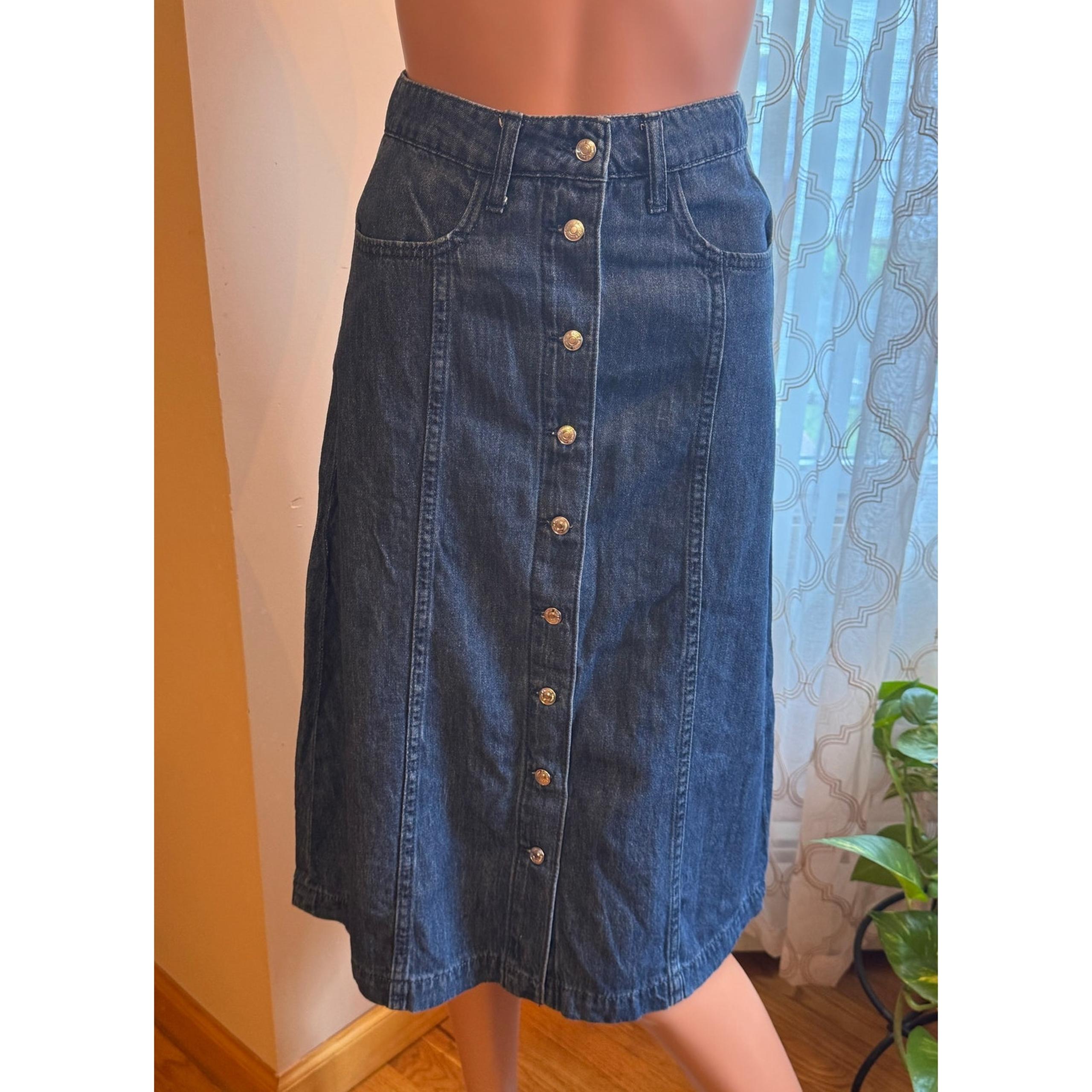 Juicy Couture Vintage Y2K Button Down A-Line Denim Skirt Size 24