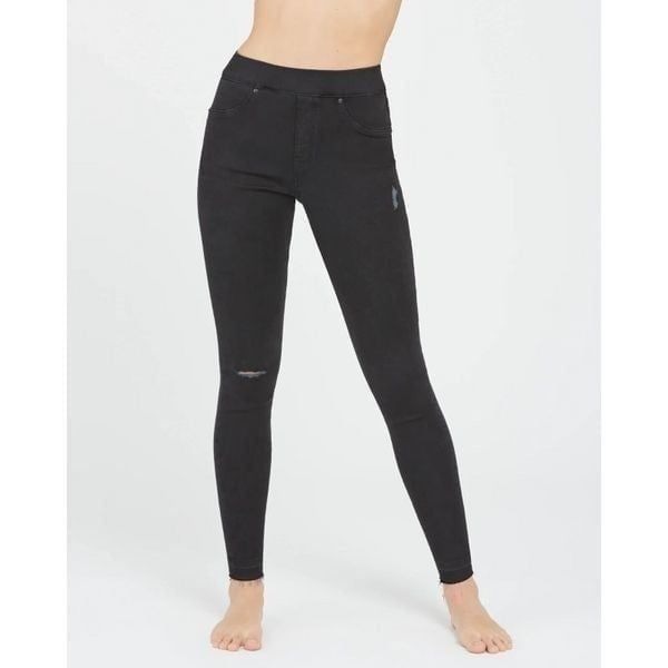 Spanx Vintage Distressed Ankle Skinny Jeans Size Small Black 20213R
