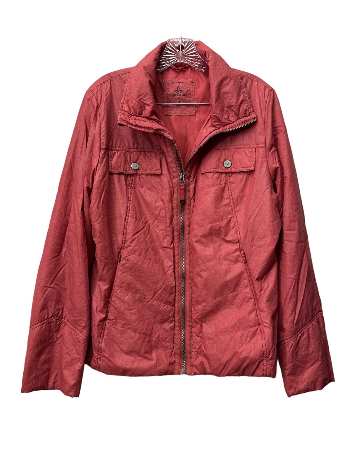 PrAna Chantal Nylon Jacket Pink Lined Puffer Size XL Zip Pockets