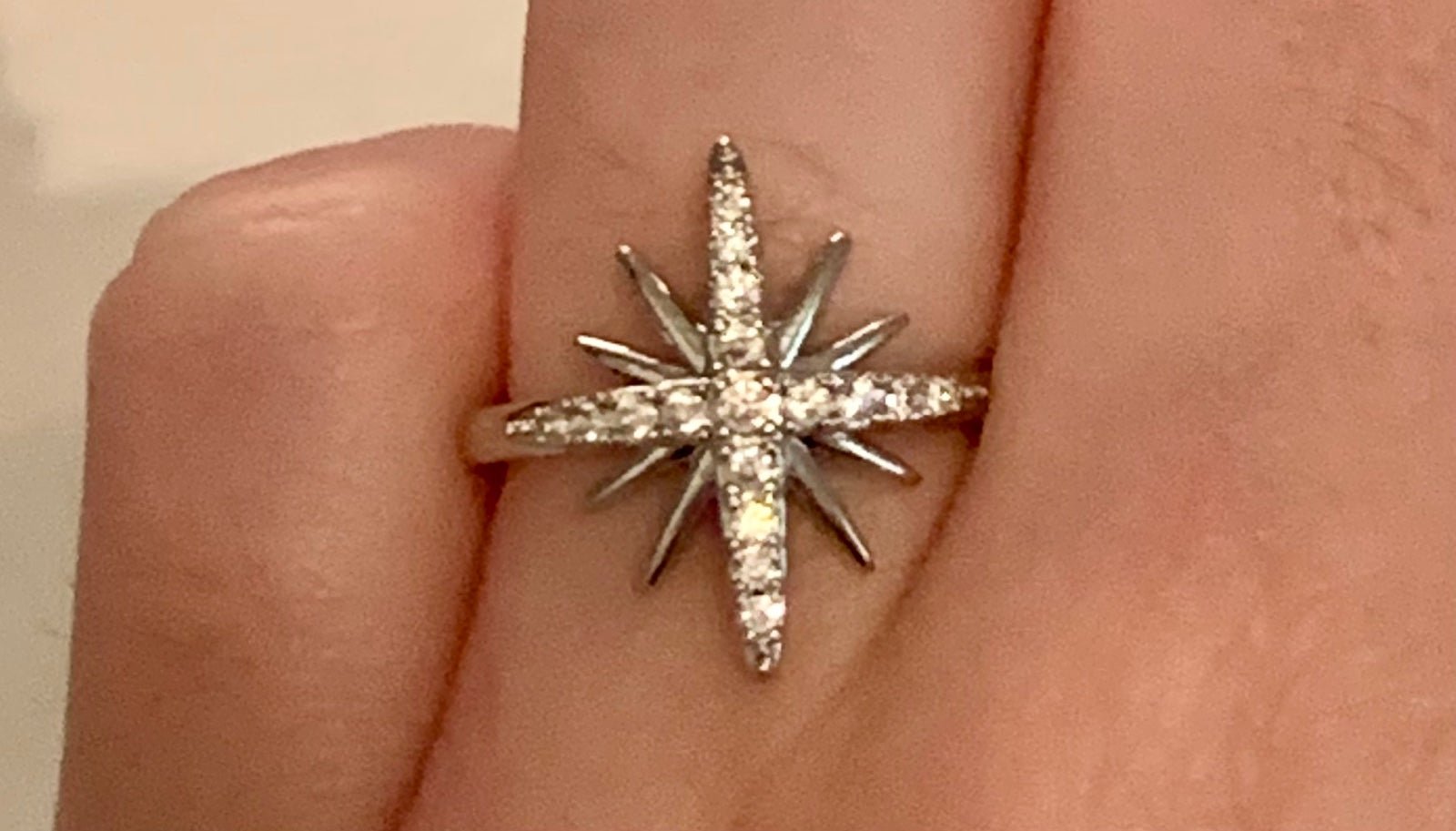 NEW Silver Diamond Shooting Star Ring Size 8