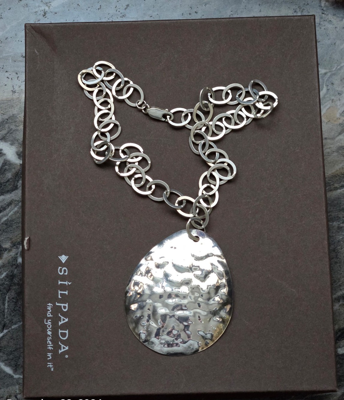 Silpada Sterling Silver Hammered Pendant Necklace