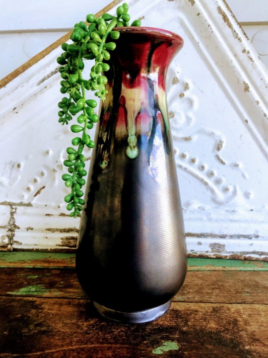 Vintage Israel Drip Pottery MCM Vase