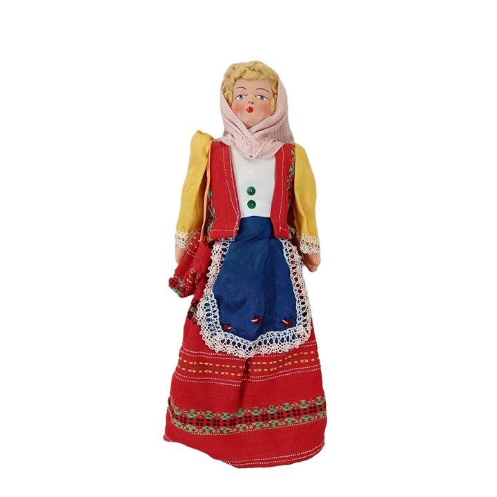 Handmade Composition Head Poland Native 10.5 Doll Vintage Antique Cloth Body