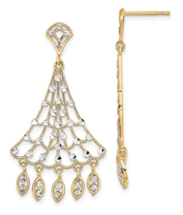 14k Diamond Cut Chandelier Earrings
