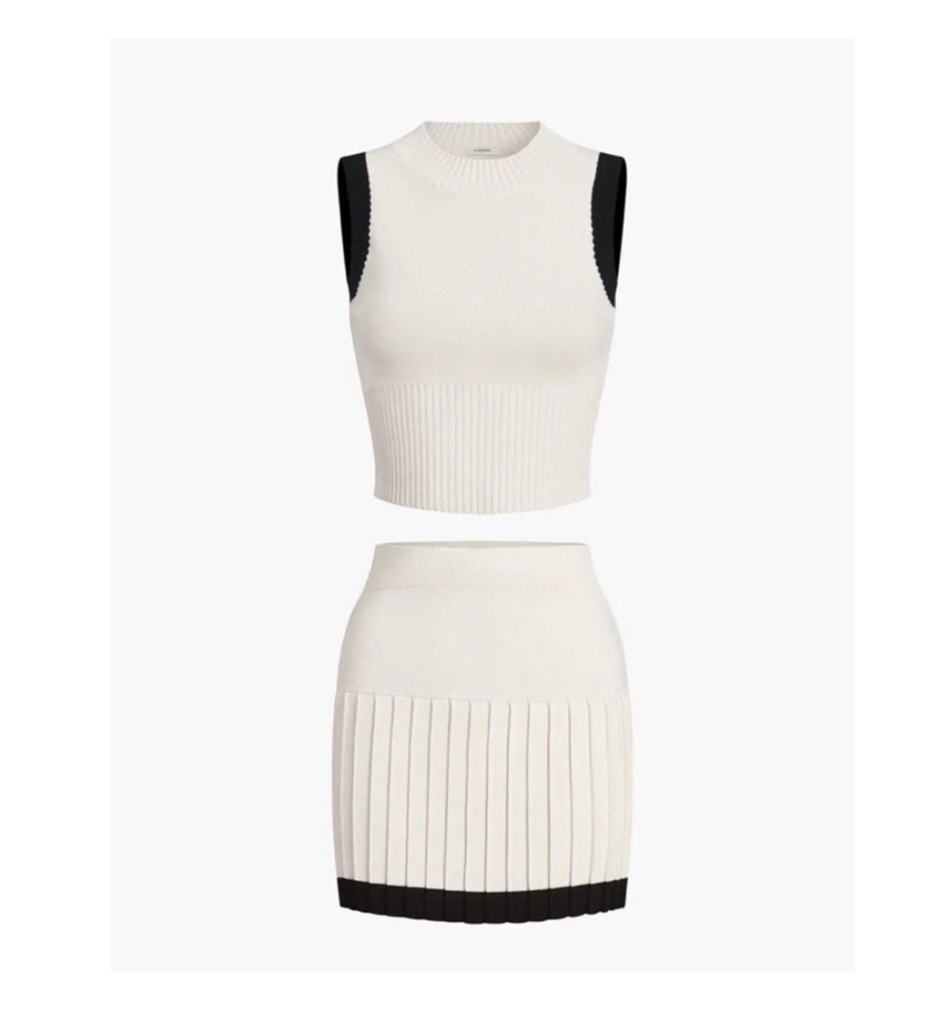 Women's Commense Knit Set, Size S White and Black