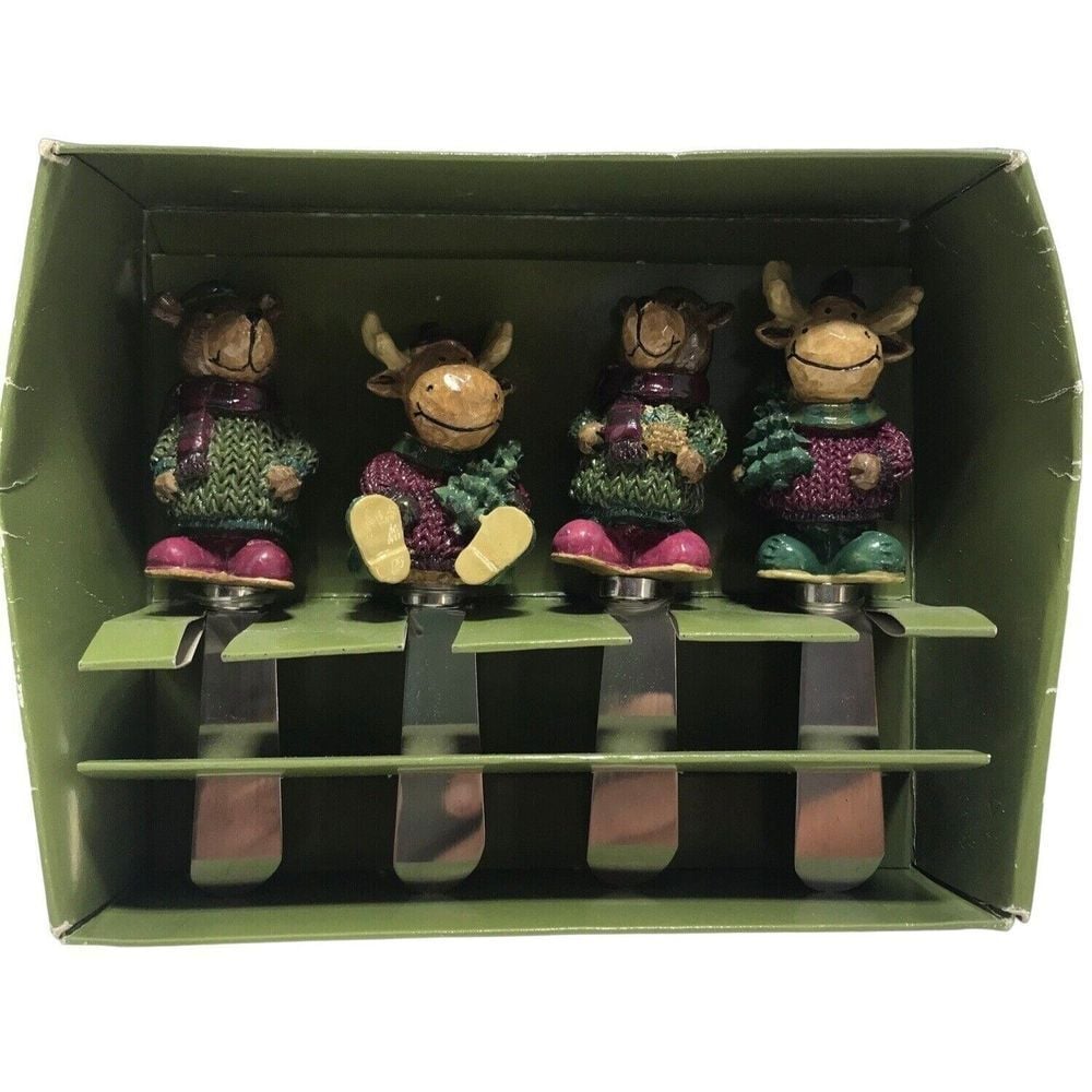 St Nicholas Square Heartland set of 4 spreaders Christmas Moose Bear Holiday