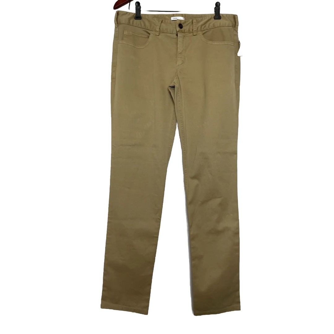 Vince Women's 8 Beige Khaki Straight Fit Casual Pant Button Zip Fly NWT Cotton
