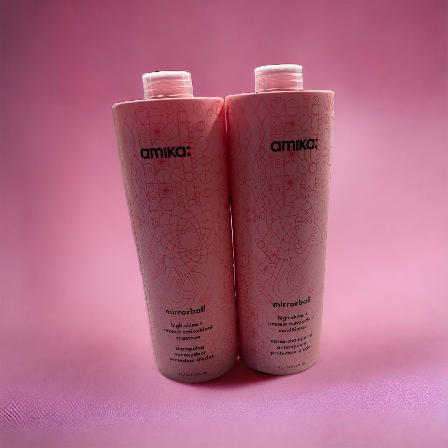 Amika Mirrorball Shampoo + Conditioner Liter Set