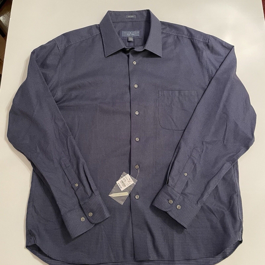Joseph Abboud Blue Dress Shirt Non-Iron Dotted XXL NEW