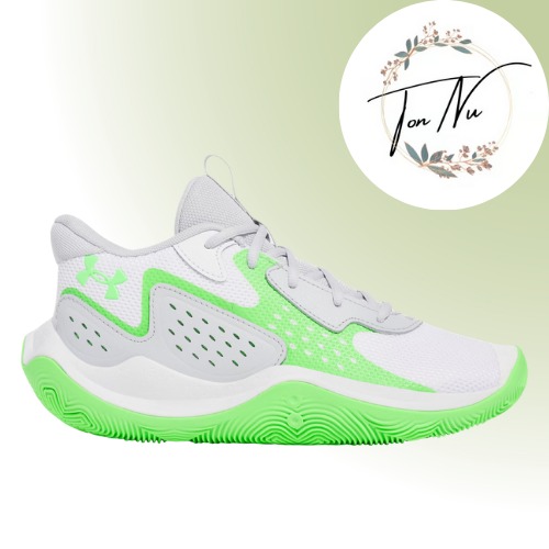 NWT UA Jet '23 Unisex Basketball Shoes | White/Green Shock-108 Sz: M10.5/W12