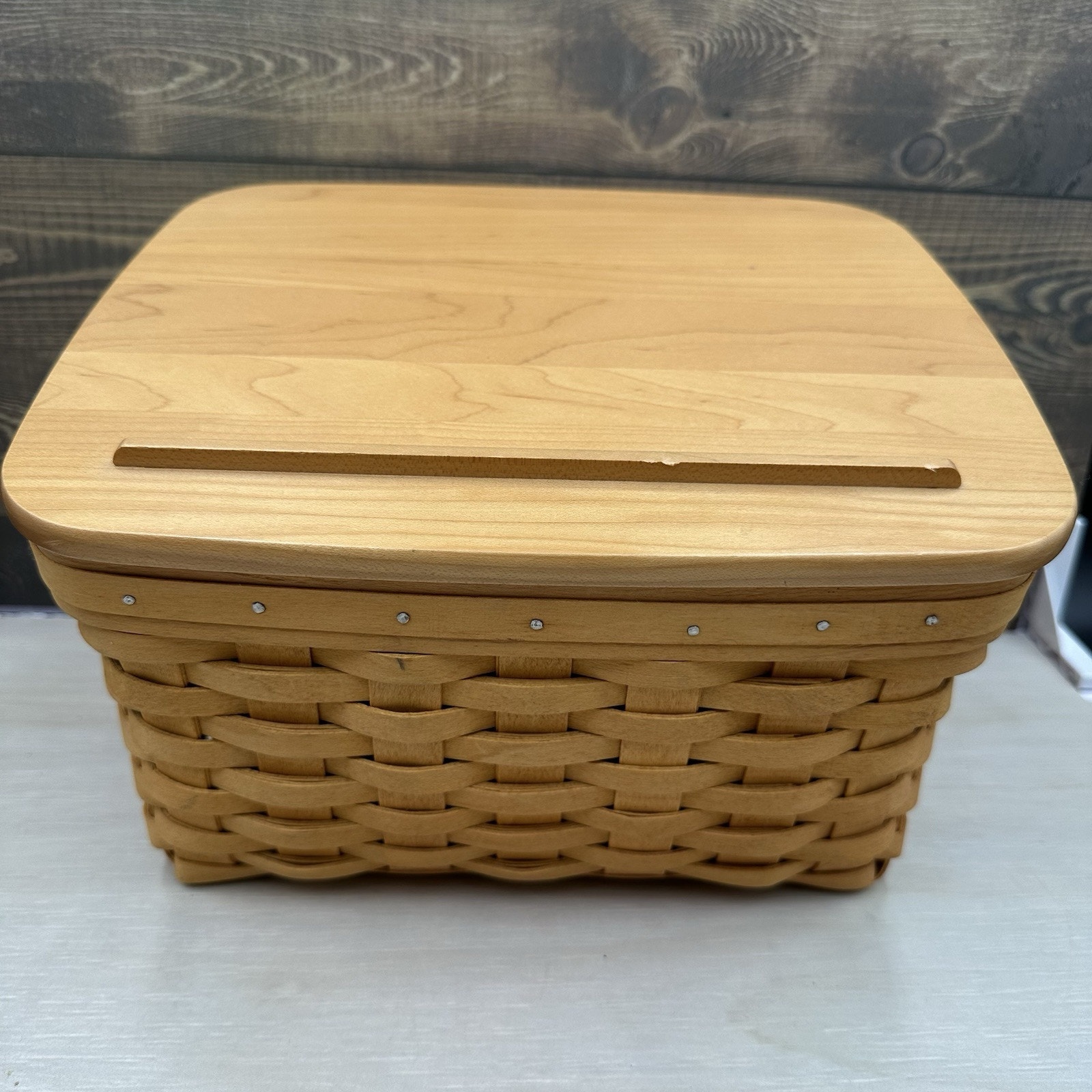 Longaberger 2001 Card Keeper Basket and Three Way Plastic Protector and Lid