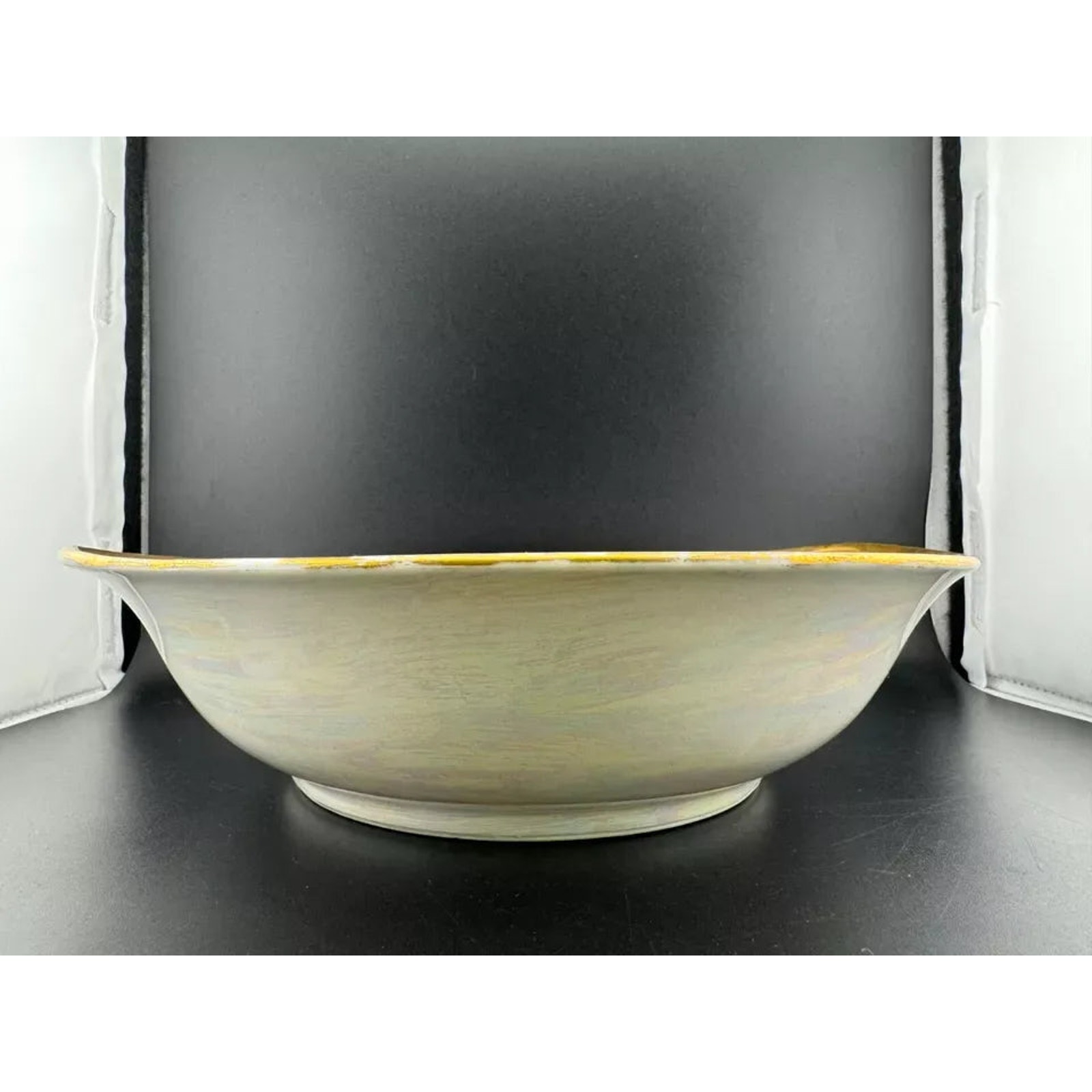 Schlackenwerth Lusterware Handled Serving Bowl