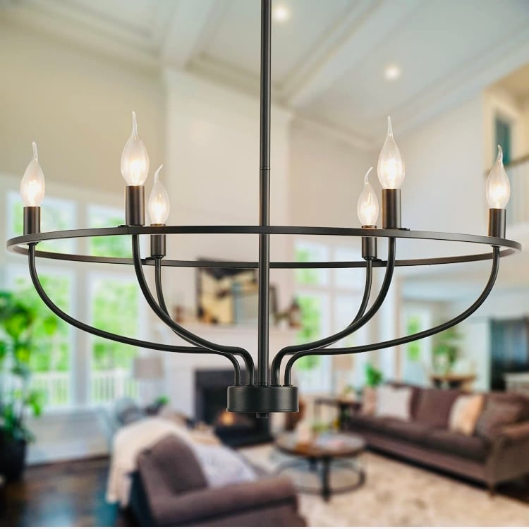 6-Light Black medieval Candle Candelabra Chandelier Light Lighting