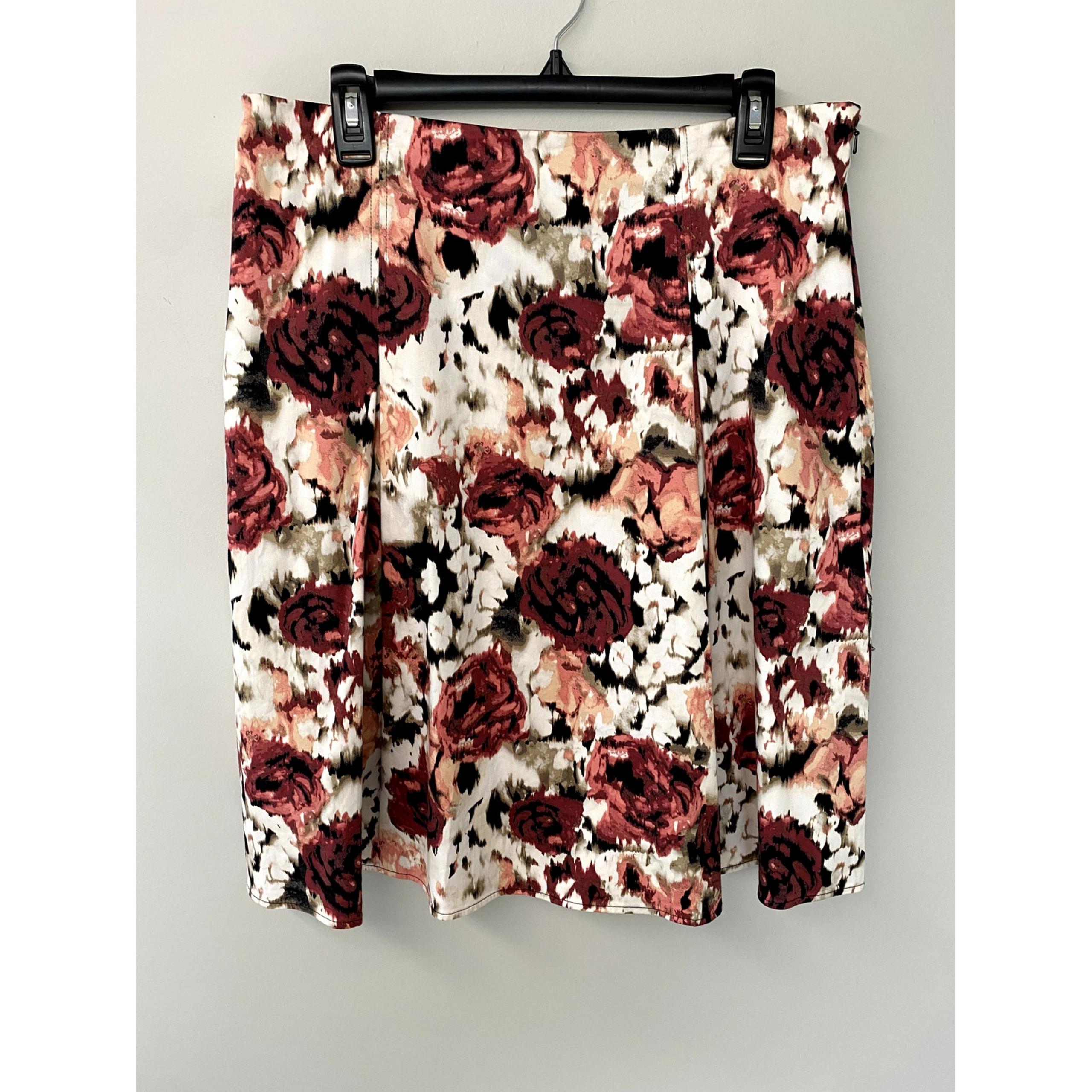 Christopher & Banks Cottagecore A-Line Pleated Floral Midi Skirt Womens Sz 12
