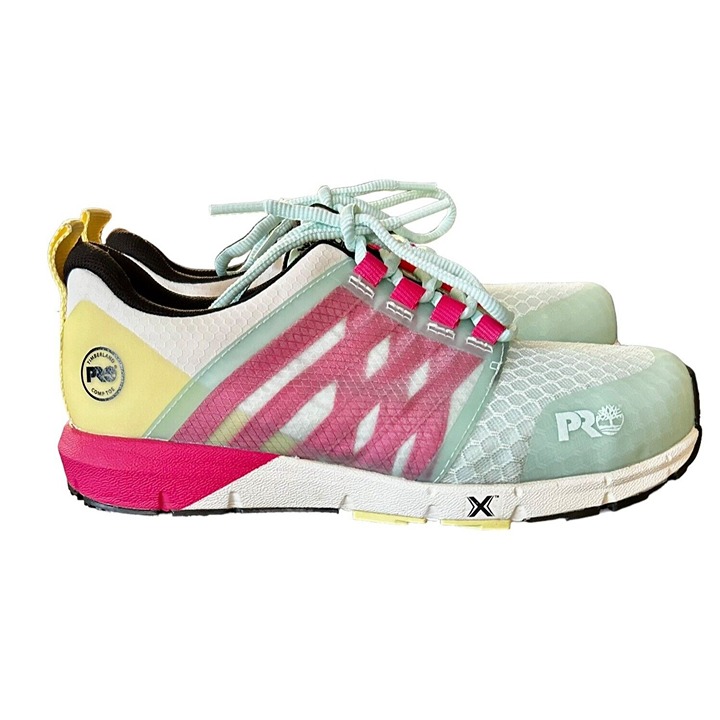 Timberland PRO Womens Powertrain Sport Alloy Toe Safety Shoes Size 8 Mint Pink