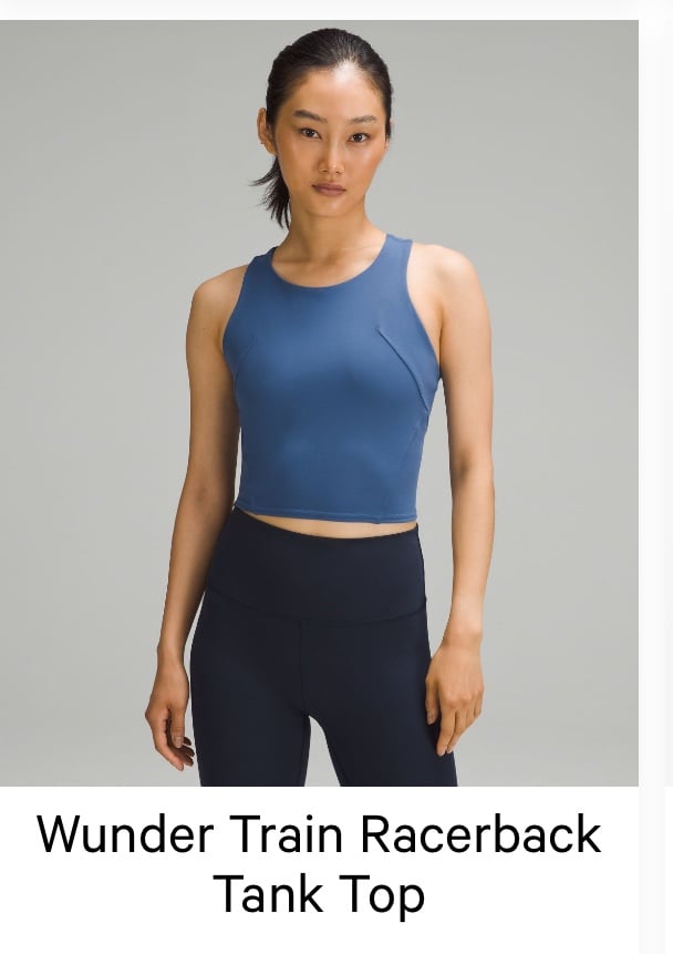 Lululemon wunder train high neck tank top pitch blue 10