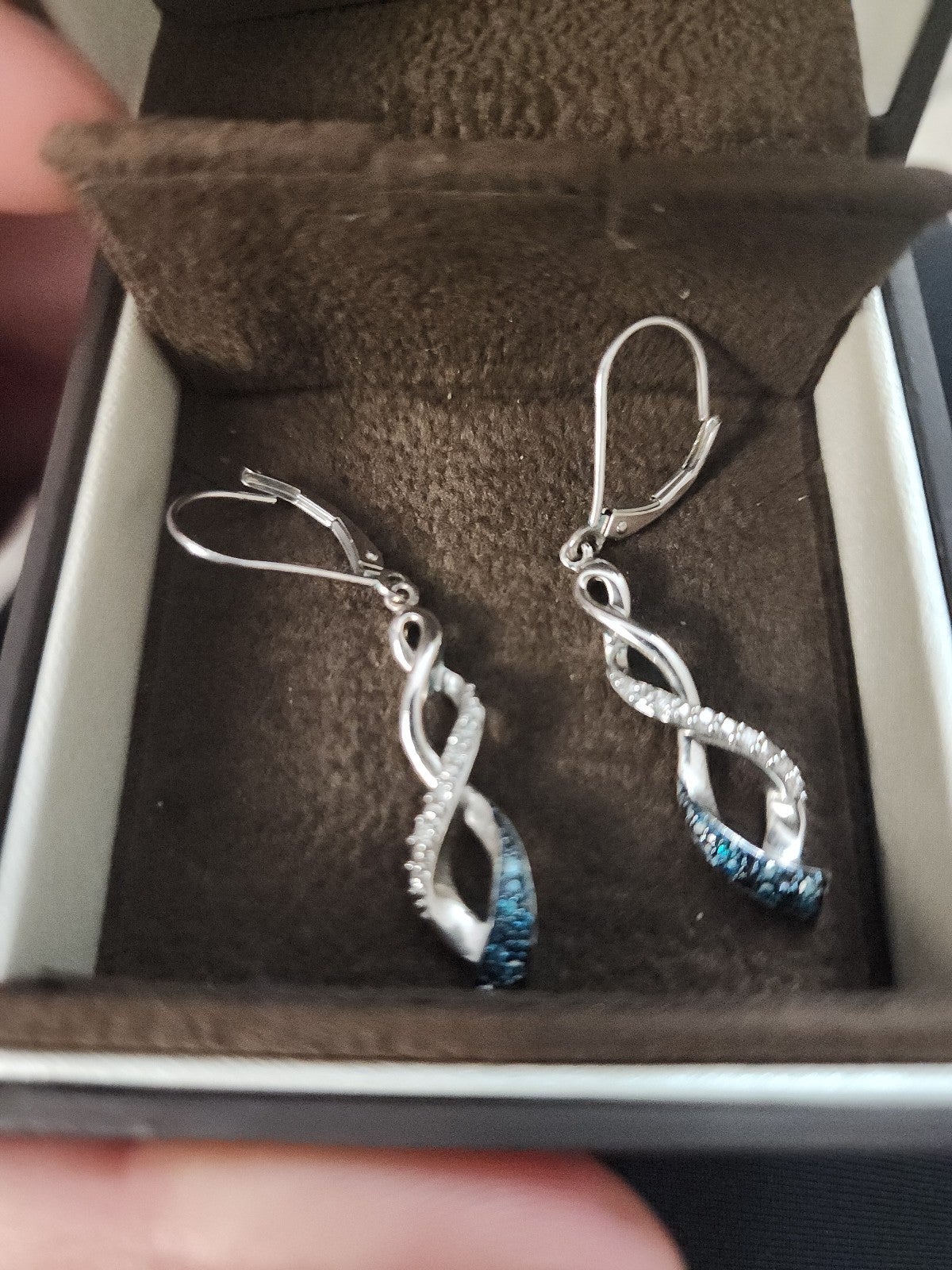 Silver and diamond earrings