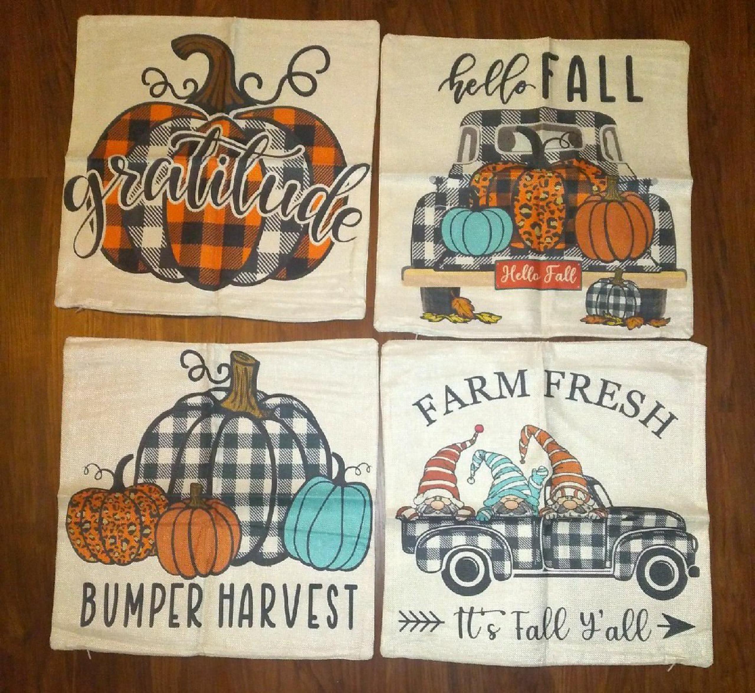 Set of 4 fall themed pillow cases FREE SHIPPING