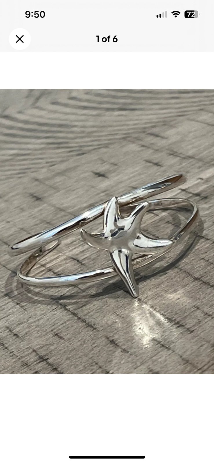 Vintage sterling silver starfish 6 cuff bracelet 013024aBH