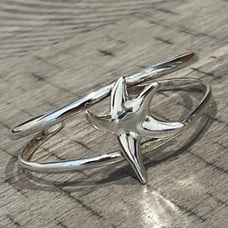 Vintage sterling silver starfish 6 cuff bracelet 013024aBH