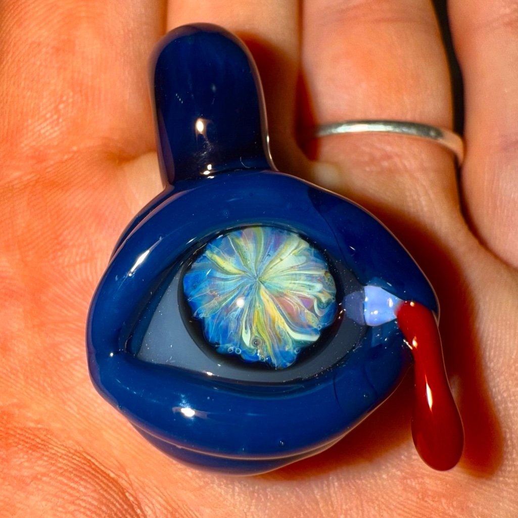 Handmade Heady Glass Eye Pendant Necklace