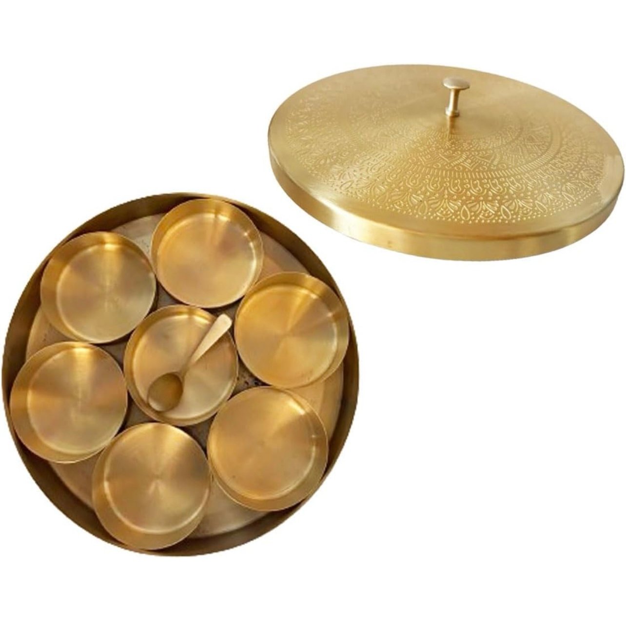 Handcrafted Vintage Brass indian spice masala Containers With 7 Spice Box Set
