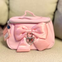 Juicy Couture Pink Bow Coquette Travel Cosmetic Bag w/Mesh Interior Pockets