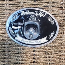 Belt buckle bottoms up quench your thirst bottle opener