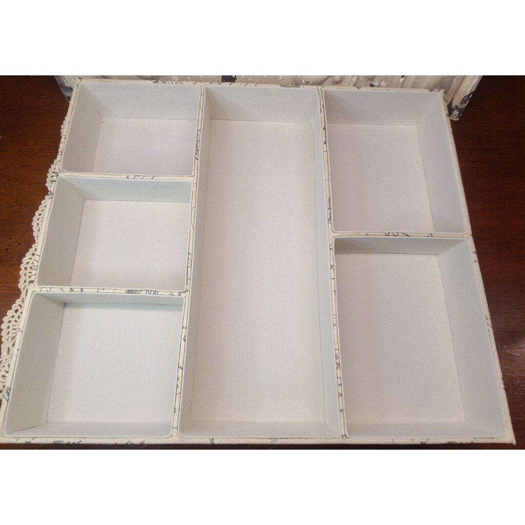 Butterfly Fabric Covered Accessory Tray Vanity Storage Jewelry Trinket Organizer
