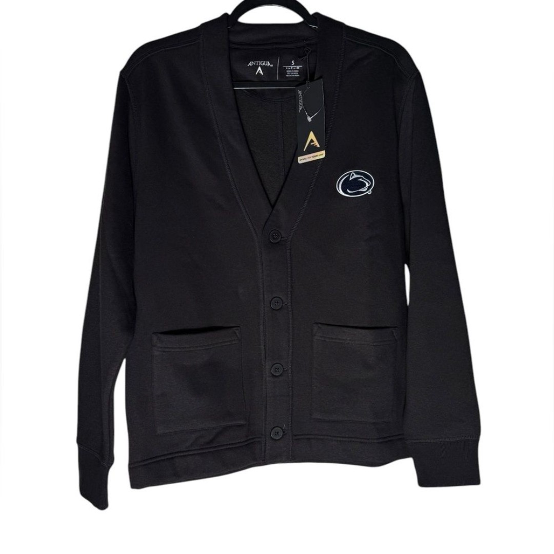 Antigua Victory Cardigan Black Size Small Penn State Nittany Lions Preppy NWT