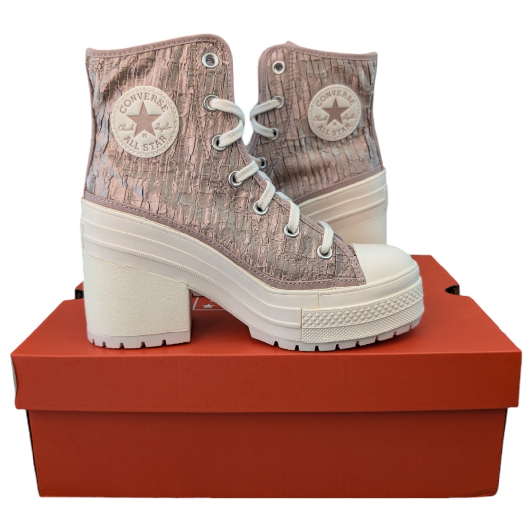 Converse Chuck 70 De Luxe Heel Platform Satin Pink Chaotic Neutral Women 5.5 NEW