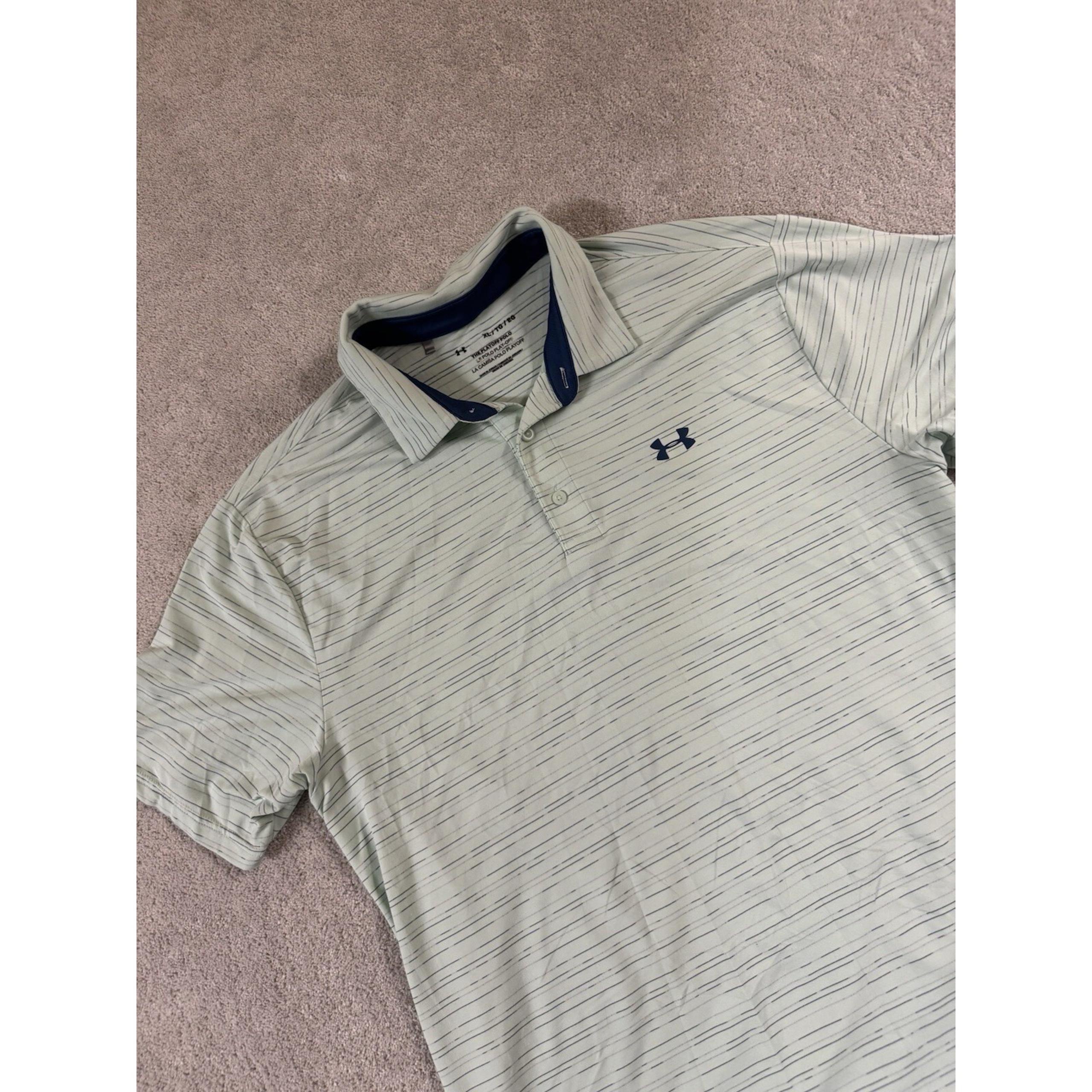 Under Armour "The Playoff Polo" Shirt Mens XL Mint Green Blue Geometric Golf