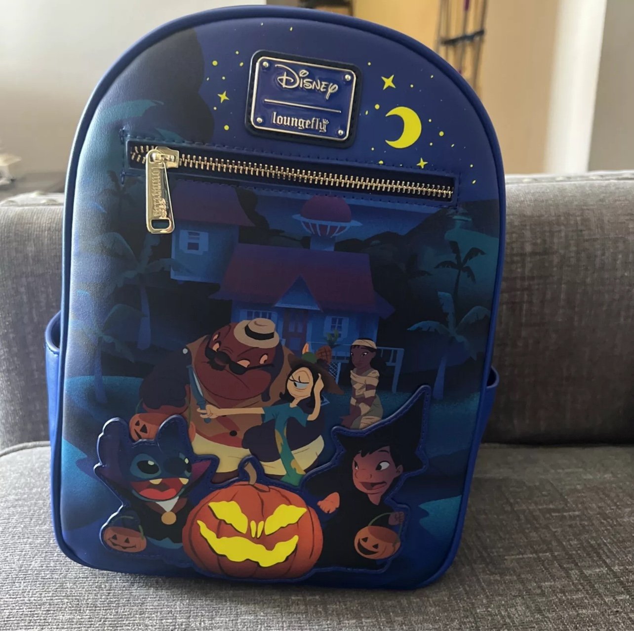 LOUNGEFLY Disney Lilo & Stitch Trick or Treating Mini Backpack NEW! Glow In Dark