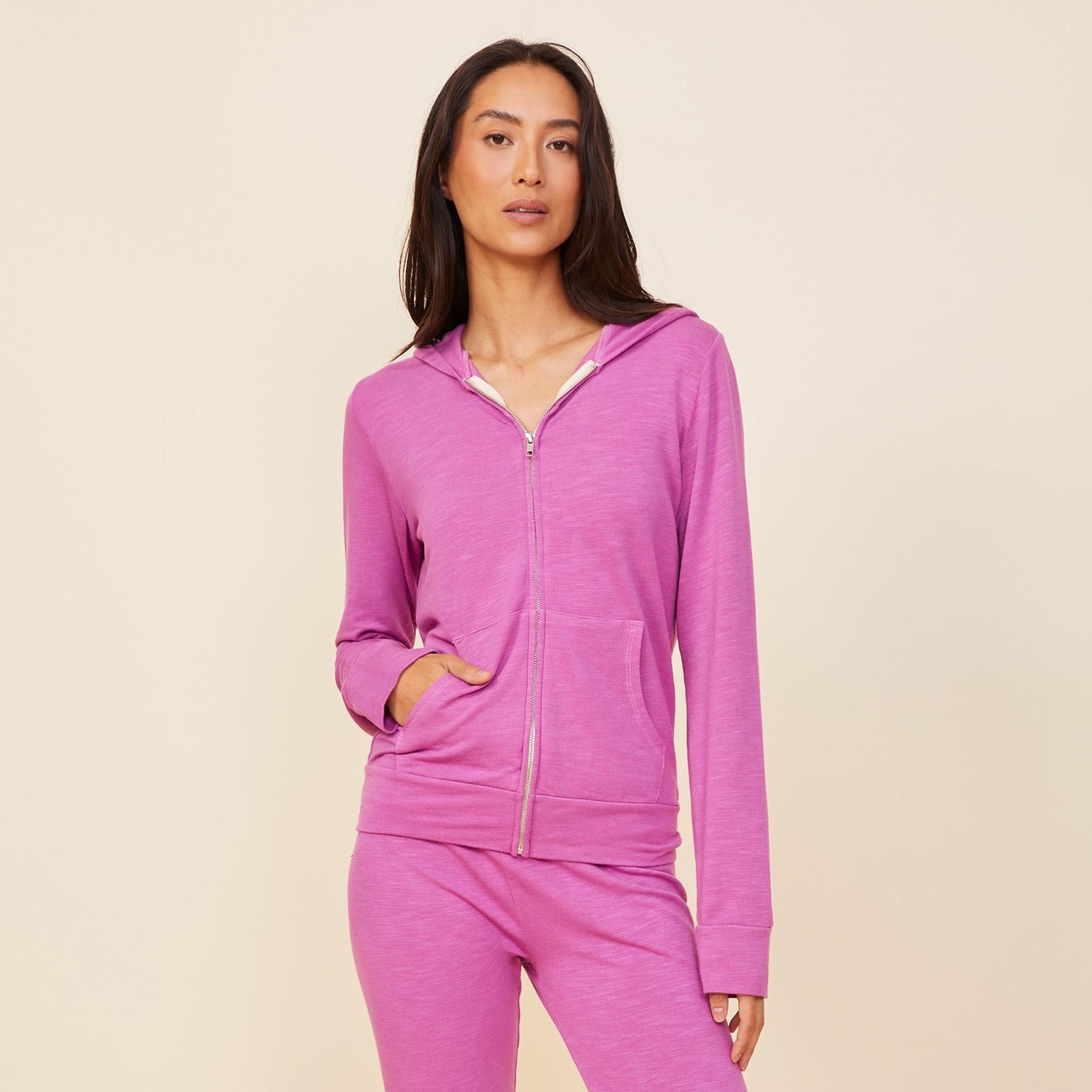 Monrow Supersoft Zip Up Hoody Acai Full Zip
