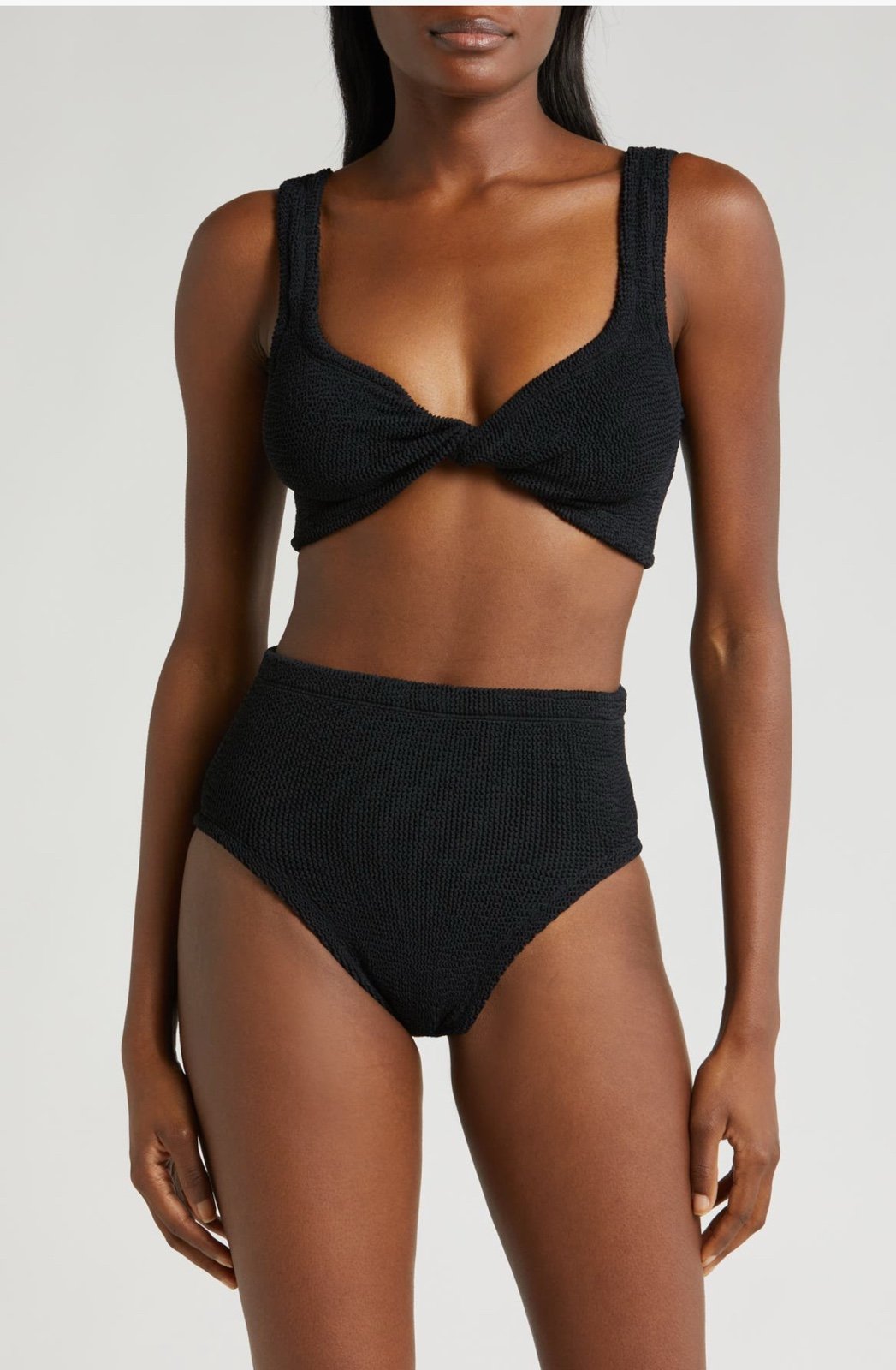 HUNZA G Juno Crinkle Twist Two-Piece Swimsuit, OS, BRAND NEW, 255