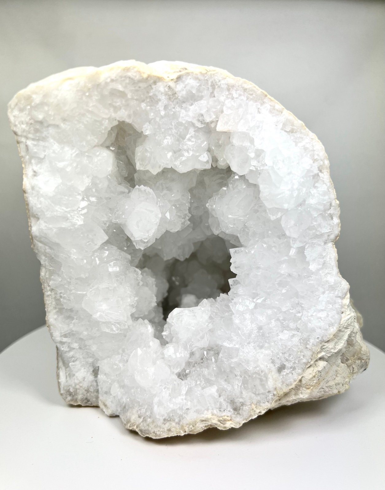 White Calcite Crystal Geode