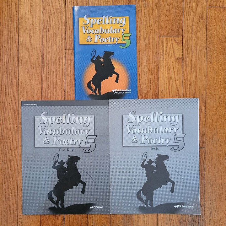 Abeka Spelling Vocabulary Poetry 5 Book Set Tests Test Key Textbook