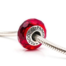 Rare Retired Pandora Murano Glass Sterling Silver Red Charm Bead for Bracelet