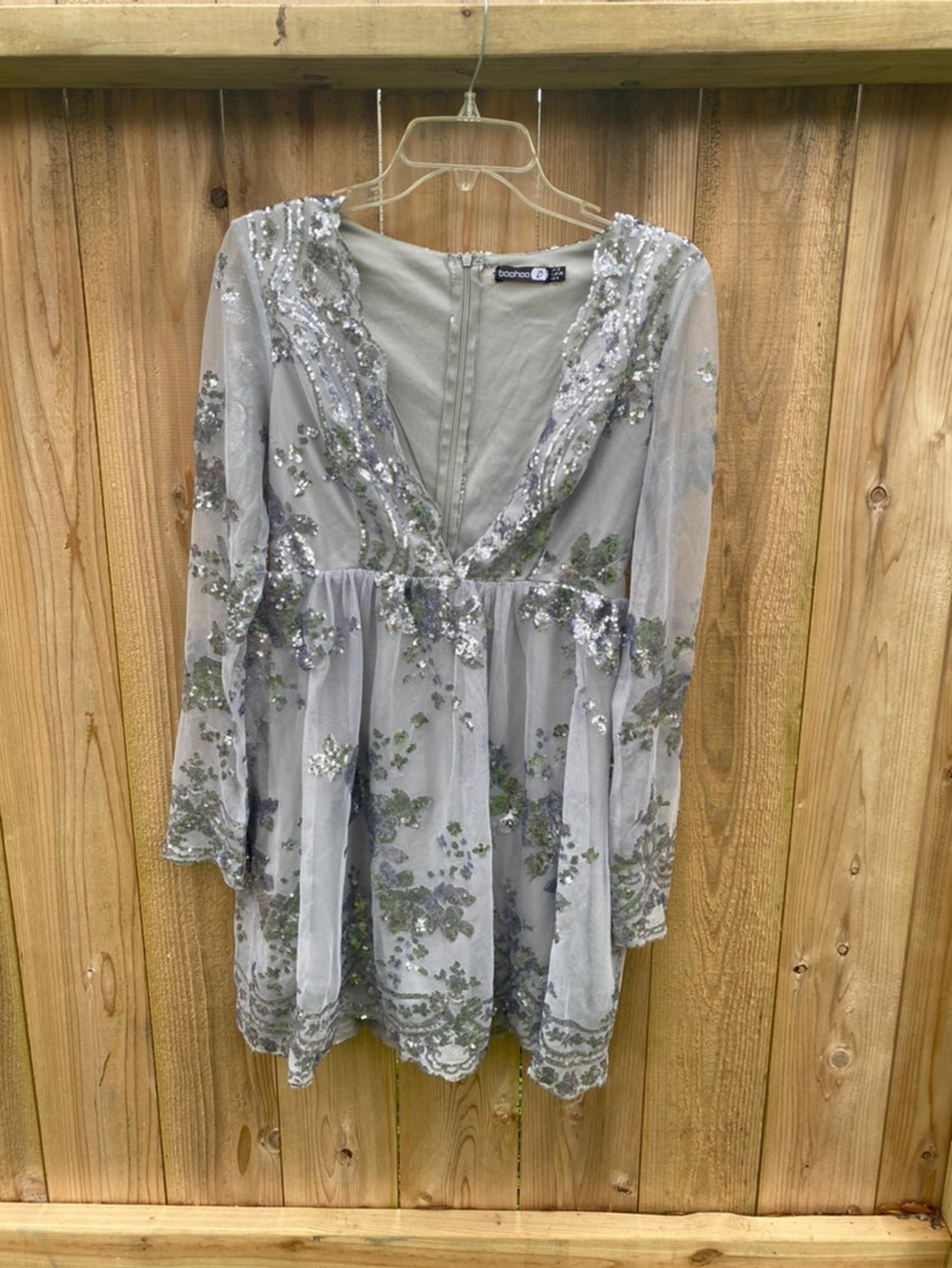 Grey and silver sequin dress