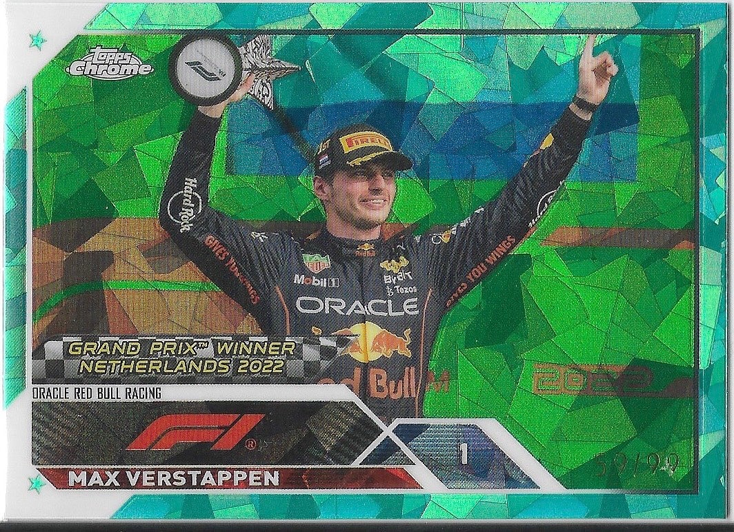 2023 Topps Chrome Sapphire Formula 1 F1 Max Verstappen Aqua Sapphire /99 #158