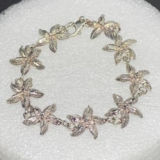 Vintage Sterling Diamond Cut Starfish Detailed Link Bracelet