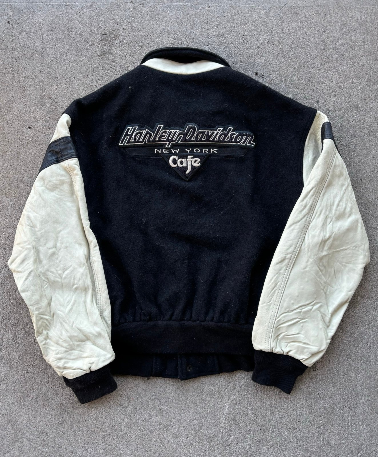 Vintage 90s Harley Davidson Motorcycles Cafe Varsity Jacket Size Medium USA Made