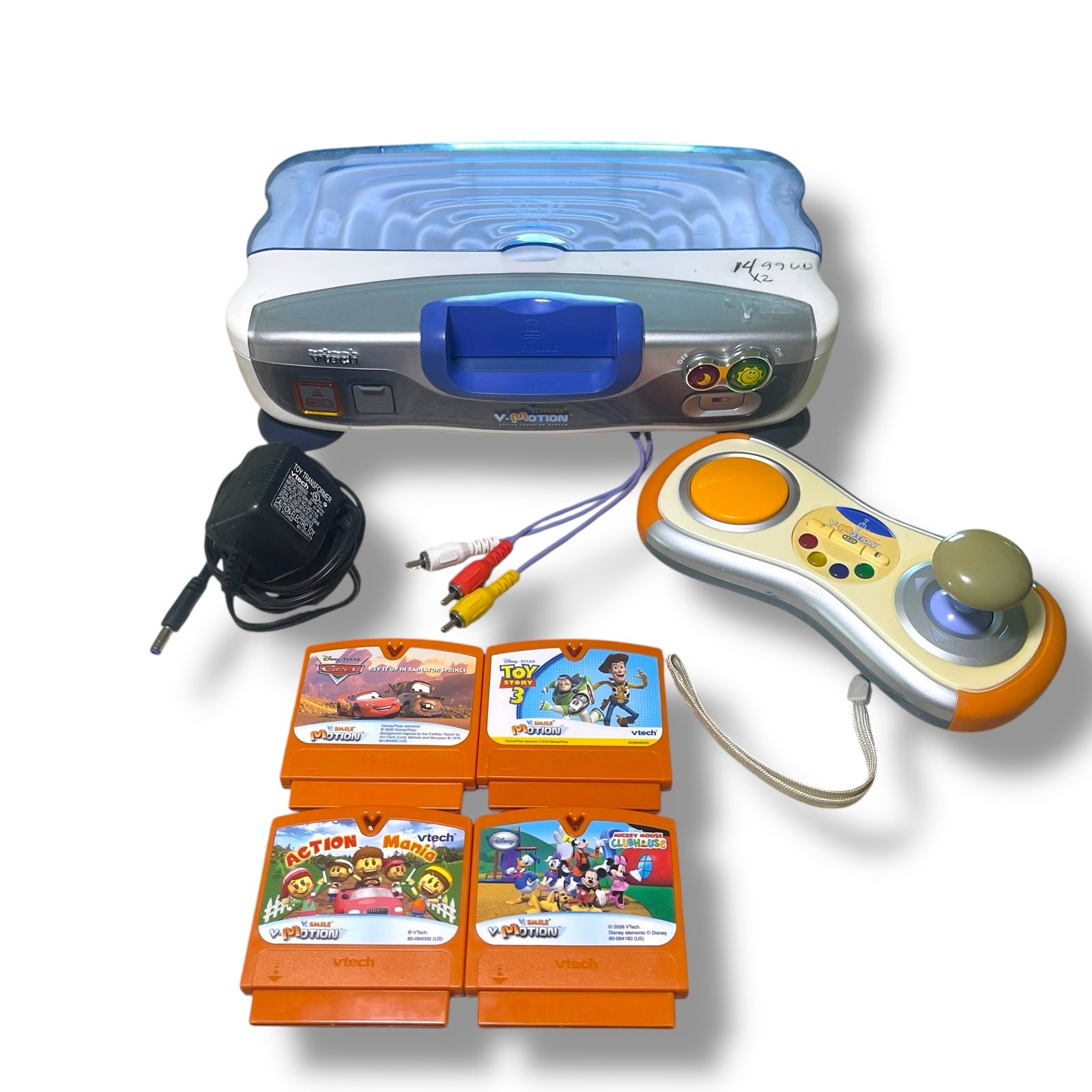 VTech V.Smile V-Motion Console w/ Controller, Adapter & 4 Games - Works Great