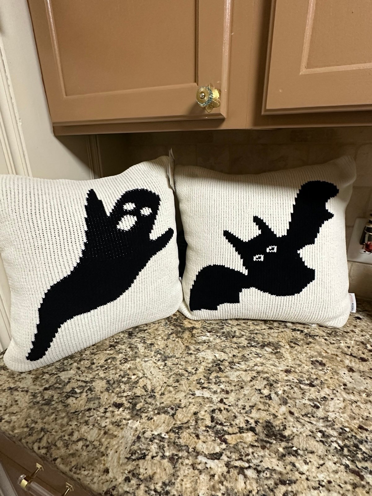 Super soft and squishy Halloween Ghost and Bat Knit Throw Pillows