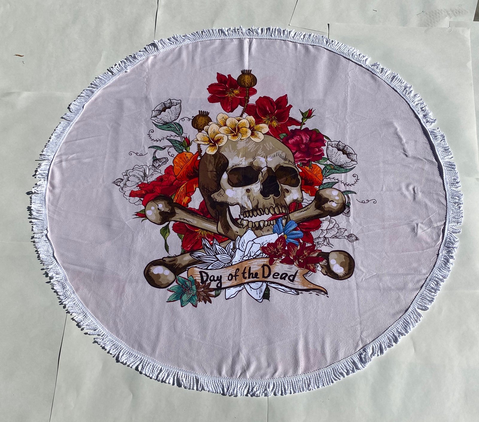 Beautiful Skull Boho Round Beach Towel