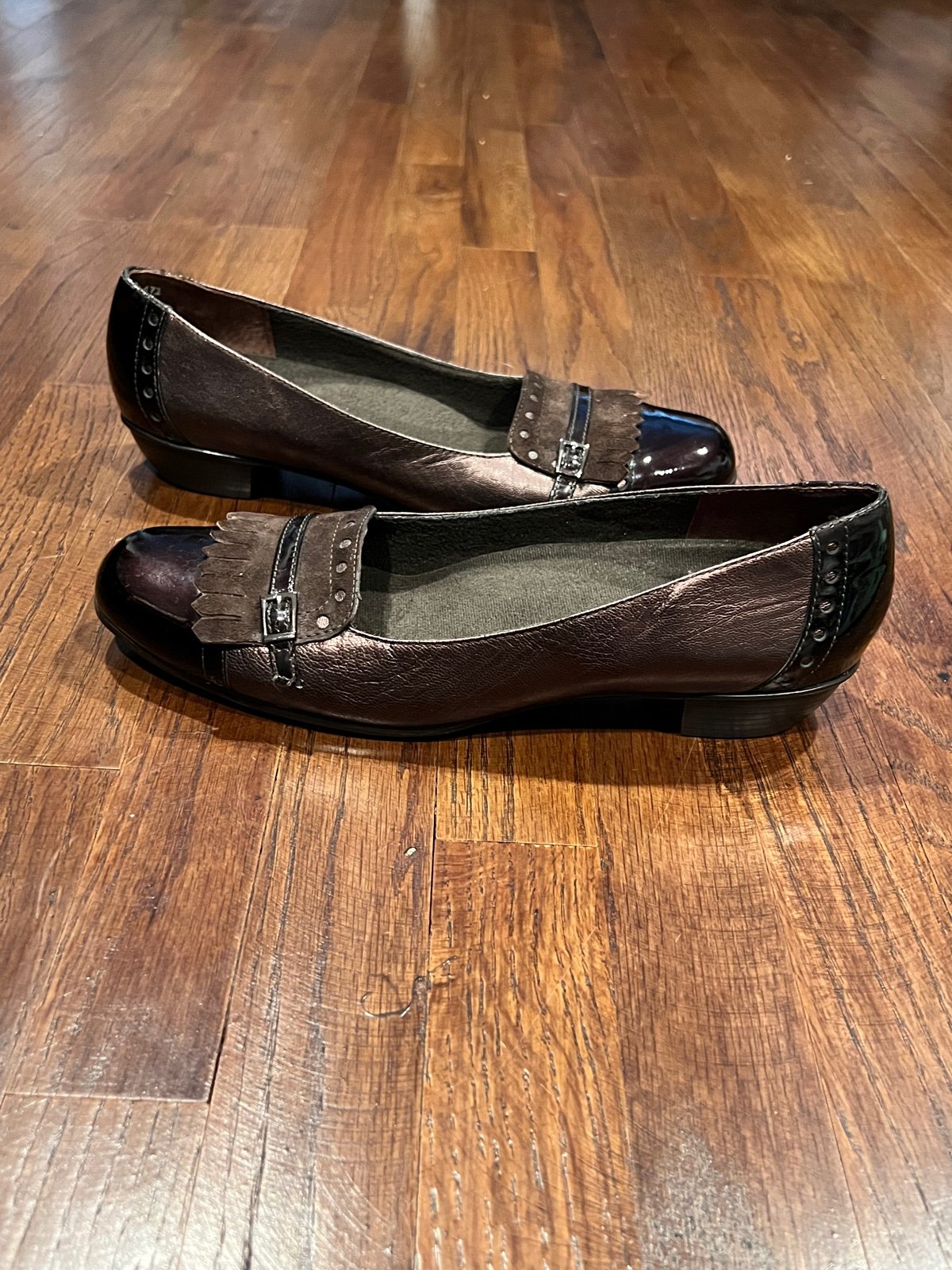 MUNRO AMERICAN WOMENS SHOES BROWN BRONZE LEATHER BLOCK HEEL